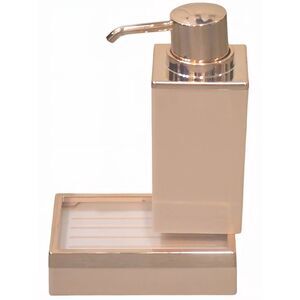 At Home Elegant Gold & Pink Soap Dispenser/ Dish Set